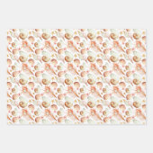 Koraal met schelpen & krabben patroon inpakpapier vel (Voorkant 3)