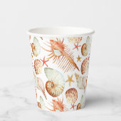Koraal met schelpen & krabben patroon papieren bekers (Achterkant)