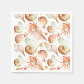 Koraal met schelpen & krabben patroon servet (Voorkant)