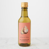 Koraal met Shell "Onze trouwdag" Mini Wijn Etiket (Voorkant)