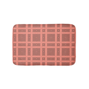 Koraal met zwart geometrisch patroon badmat