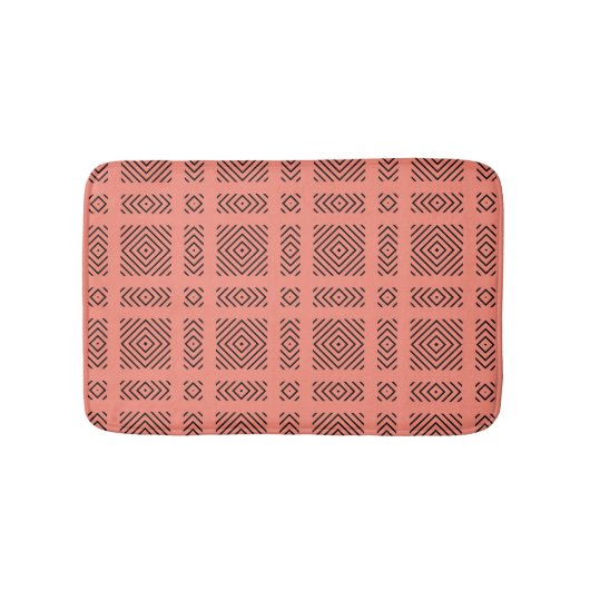 Koraal met zwart geometrisch patroon badmat (Voorkant)