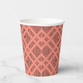 Koraal met zwart geometrisch patroon papieren bekers (Rechts)