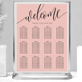 Koraal Minimalistisch Script Trouwzaalstoelenkaart Poster