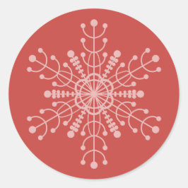 Koraal Minimalistische Geometrische Sneeuwvlok Ronde Sticker