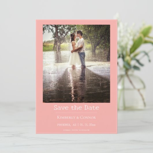 Koraal Minimalistische Moderne Foto  Save The Date (Staand voorkant)