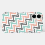 Koraal Mint Linen Diagonaal Zigzag Ikat Patroon Case-Mate iPhone Case (Achterkant (horizontaal))