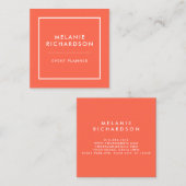 Koraal Modern Minimal Professional Vierkante Visitekaartje (Voorkant / Achterkant)