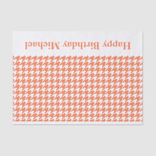 Koraal Moderne Houndstooth w / aangepaste bericht Tissuepapier (Voorkant)