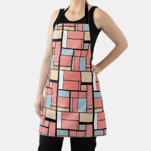 Koraal Mondrian Abstracte Kunst Schort