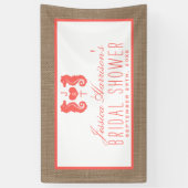 Koraal monogram Seahorse Beach Burlap Vrijgezellen Spandoek (Verticaal)