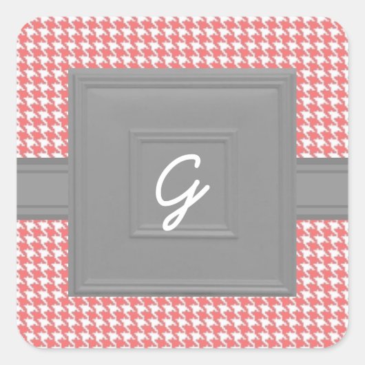 Koraal monogrammed Envelope Seal Stickers (Voorkant)