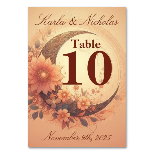 Koraal Moonflower bruiloft Kaart (Voorkant)