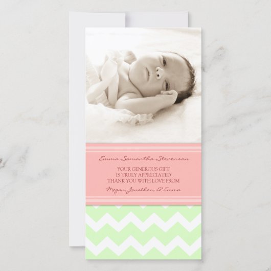 Koraal Munt Dank u Baby shower Fotokaarten Bedankkaart (Voorkant)