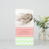 Koraal Munt Dank u Baby shower Fotokaarten Bedankkaart (Staand voorkant)