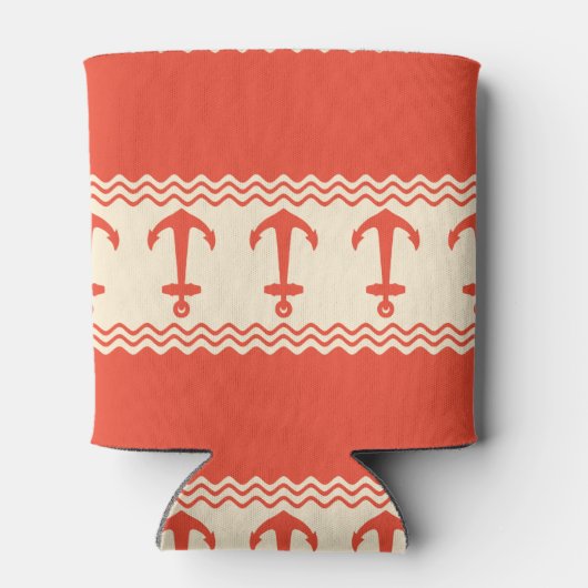 Koraal Nautical Anchor Coastal Stripes Blikjeskoeler (Achterkant)