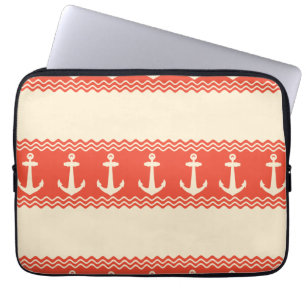 Koraal Nautical Anchor Coastal Stripes Laptop Sleeve