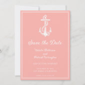 Koraal Nautisch Anker Save the Date Invite Kaart (Voorkant)