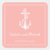 Koraal nautische anker bruiloft stickers (Voorkant)