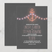 Koraal nautische krijtbord anker bruiloft kaart (Voorkant / Achterkant)