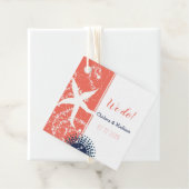 Koraal Navy Beach bruiloft Bedankjes Labels (In situ)