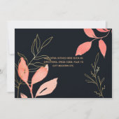 Koraal Navy Blauw Gouden Trouw Koppels Bruidsdouch Kaart (Achterkant)