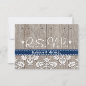 Koraal Navy Blue Hydrangea Wedding RSVP Kaart (Voorkant)