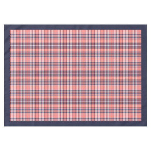 Koraal Navy Plaid Tafelkleed Slank en Hedendaags (Voorkant (Horizontaal))