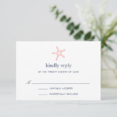 Koraal & Navy Starfish RSVP-kaart RSVP Kaartje (Staand voorkant)