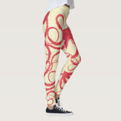 Koraal Octopus op Crème - Leggings (Rechts)