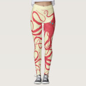 Koraal Octopus op Crème - Leggings (Voorkant)