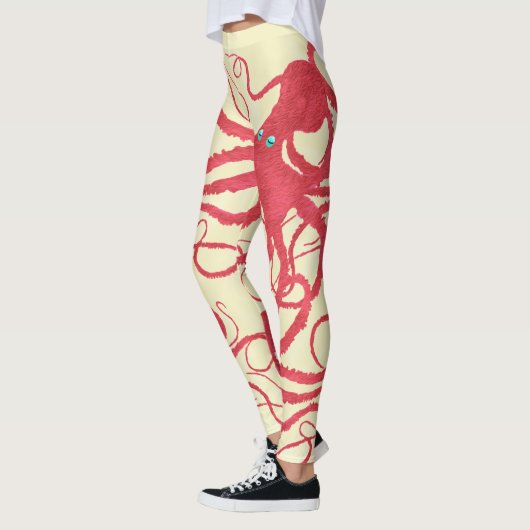 Koraal Octopus op Crème - Leggings (Links)