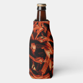 Koraal of donkere zalm vernietigd, zwarte achtergr flesjeskoeler