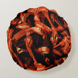 Koraal of donkere zalm vernietigd, zwarte achtergr rond kussen