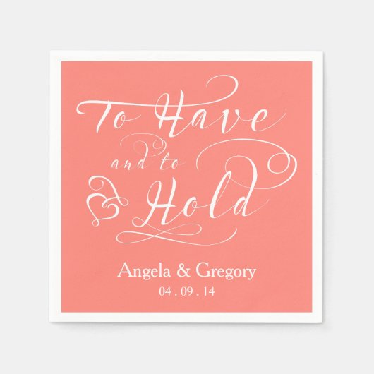 Koraal om te hebben en om gepersonaliseerde bruilo servetten (Voorkant)
