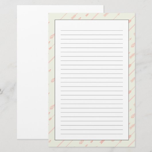 Koraal omlijnd pijlpatroon briefpapier (Voorkant / Achterkant)