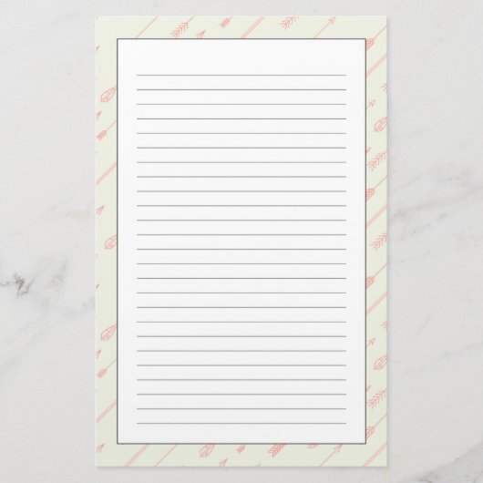 Koraal omlijnd pijlpatroon briefpapier (Voorkant)