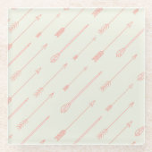 Koraal omlijnd pijlpatroon glazen onderzetter (Voorkant)