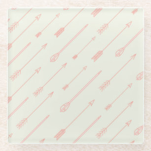 Koraal omlijnd pijlpatroon glazen onderzetter