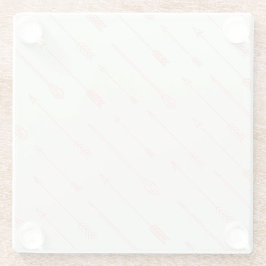 Koraal omlijnd pijlpatroon glazen onderzetter (Achterkant)