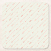 Koraal omlijnd pijlpatroon kartonnen onderzetters (Voorkant)