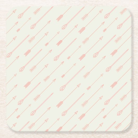 Koraal omlijnd pijlpatroon kartonnen onderzetters (Voorkant)