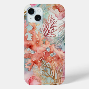 Koraal onder zee rode toon iPhone 15 mini hoesje