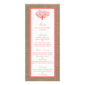 Koraal op Burlap Boho Beach Wedding Menu (Voorkant)
