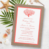 Koraal op Burlap Boho Beach Wedding Shower Kaart