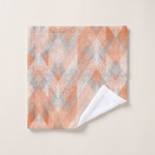 Koraal, oranje, beige, grijze zigzag. bad handdoek (Wasdoekje)
