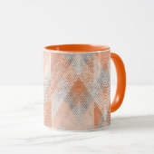Koraal, oranje, beige, grijze zigzag. mok (Voorkant rechts)