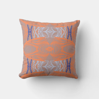 Koraal Oranje Blauwe Abstracte Symmetrische Patroo Kussen