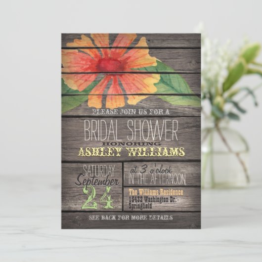 Koraal Oranje Bloem op Bruids Bruiloftfeest op Rus Kaart (Staand voorkant)