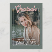 Koraal Oranje Blush Rood Salie Groen Afstuderen Aankondiging (Voorkant)